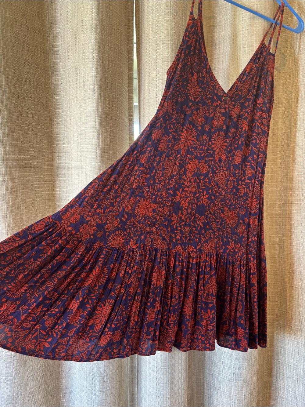 O'Neill Navy Mini Dress with Rust Floral Print - Picture 5 of 6